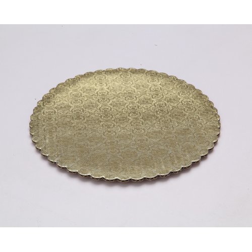 C-Flute Gold/Kraft Scalloped Cake Circles - 6"