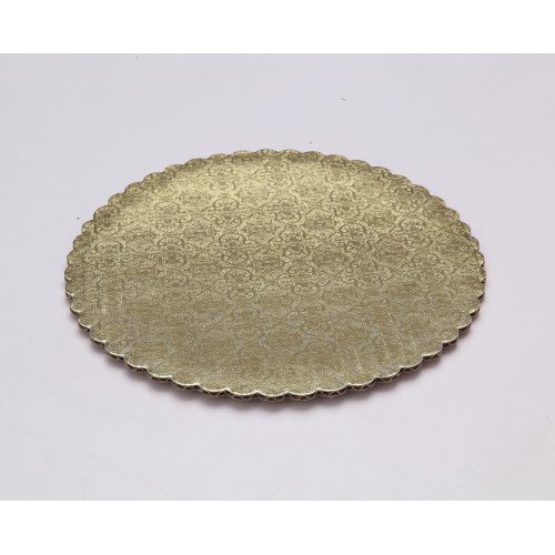 C-Flute Gold/Kraft Scalloped Cake Circles - 7"