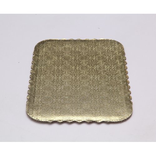 Single Wall Gold/Kraft Scalloped Cake Pads - 1/2 sheet