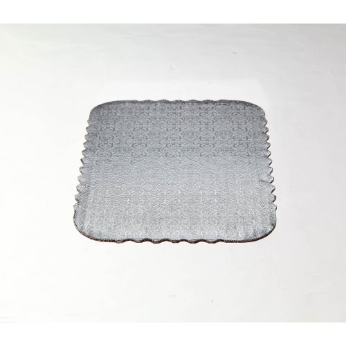 Single Wall Silver Scalloped Cake Pads - 1/4 sheet