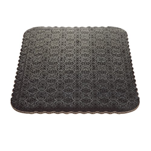 D/W Black Scalloped Cake Pads - 1/4 sheet