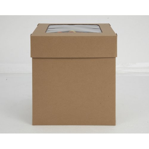 Kraft/Kraft E-Flute Plain Cake Box w/window - 10x10x12