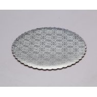 C-Flute Silver Scalloped Cake Circles - 6"