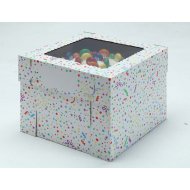 White/Kraft E-Flute Party Cake Box w/window - 10x10x8