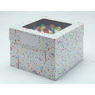 White/Kraft E-Flute Party Cake Box w/window - 18x18x12