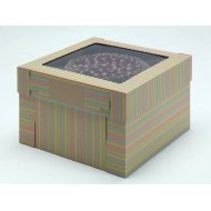 Kraft/Kraft E-Flute Striped Cake Box w/window - 12x12x8