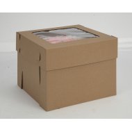 Kraft/Kraft E-Flute Plain Cake Box w/window - 12x12x8