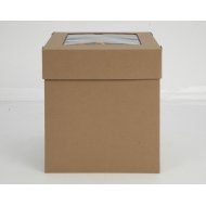 Kraft/Kraft E-Flute Plain Cake Box w/window - 12x12x12