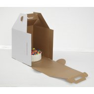 White/Kraft B-Flute Plain Tiered Cake Box - 18x18x20 White/Kraft B-Flute Plain Tiered Cake Box - 18x18x20